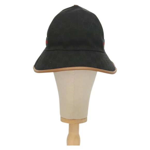 GUCCI GG Canvas Sherry Line Web Bucket Hat Hat Black  display picture 1